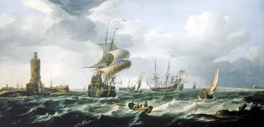 Estuaire avec navires néerlandais par vent fort