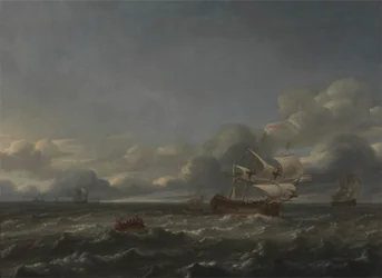 Navires de guerre dans une brise forte