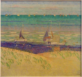 Paysage de dunes avec voiliers