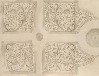 Conception pour une fontaine et quatre parterres carrés pour un jardin de plaisance