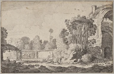 Paysages, partie III : Ruines romaines dans un cadre boisé