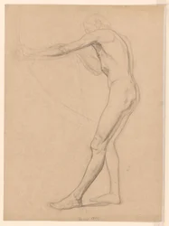 Homme nu debout, avec arc et flèche