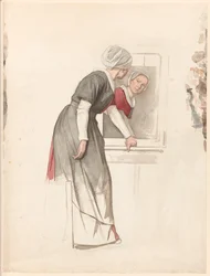 Femme debout devant un miroir