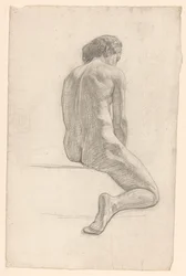 Nu féminin assis, vu de dos