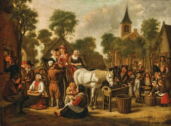 Scène de marché de Jan Victor, années 1650