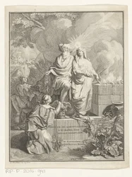 Page de titre allégorique avec le patriarche Abraham et la Vérité, Page de titre pour : Arnold Hoogvliet, Abraham le patriarche, en XII Livres, 1728