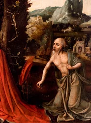 Saint Jérôme, détail, début du XVIe siècle (huile sur bois)