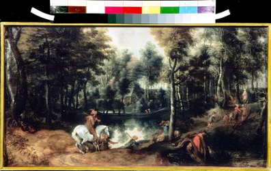 Cavaliers dans un bois
