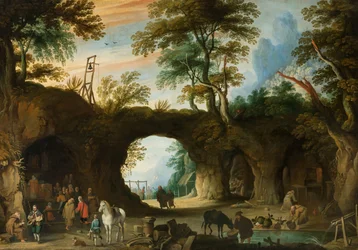 Jan Wildens - Lieu de pèlerinage dans un paysage rocheux