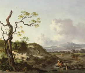 Un paysage avec voyageurs
