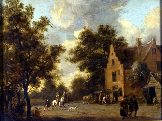 Paysage et atelier du maréchal Ferrand. Peinture de Jan Wynants (1630 - 1684). Milan, Museo del Castello