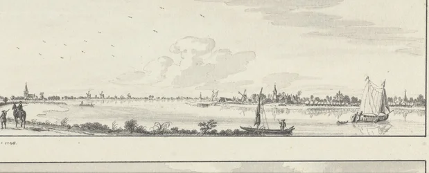 Vue sur la Lek vers les villages de Lopik, Jaarsveld, Tienhoven, Ameide et la Maison Herlaer