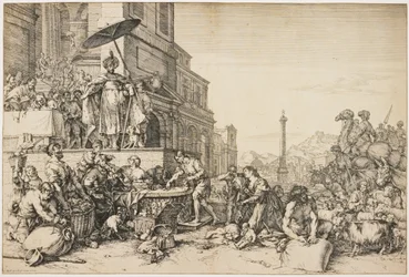 Joseph distribuant du grain en Égypte, vers 1648-57 (eau-forte)