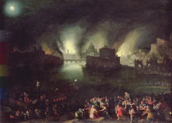 Énée sauvant Anchise du sac de Troie