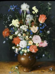 Bouquet dans un vase en argile, vers 1609
