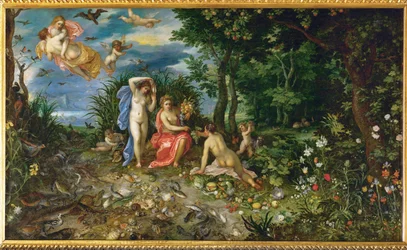 Cérès et les quatre éléments (peinture sur cuivre)