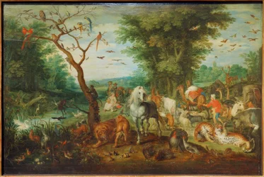 Paysage paradisiaque avec arche de Noé