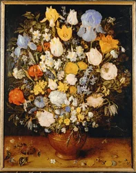 Petit bouquet de fleurs (huile sur bois de chêne)