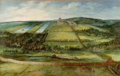 Vue du château de Mariemont, Belgique (huile sur toile)
