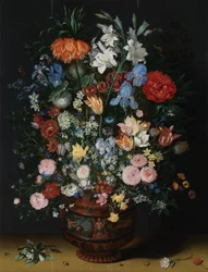 Fleurs dans un vase (huile sur panneau)