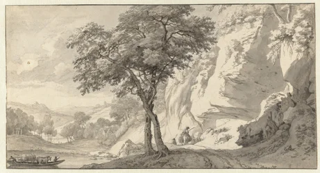 Paysage de montagne avec un bac