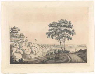 Paysage avec un château sur une colline