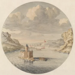 Vue sur le château de Pfalzgrafenstein près de Kaub