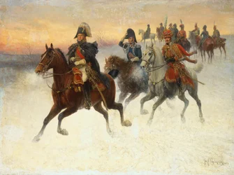 Le maréchal Ney et Napoléon et leurs troupes pendant la campagne de Russie