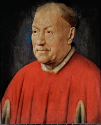 Cardinal Niccolo Albergati, envoyé papal aux Pays-Bas espagnols ... (huile sur bois de chêne)