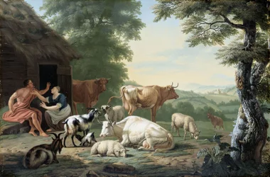 Paysage arcadien avec bergers et bétail