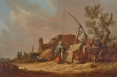 Paysage avec une femme au bord d