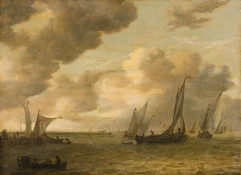 Estuaire avec bateaux à voile