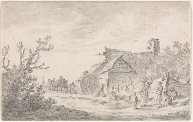 Paysage avec un cottage et des figures