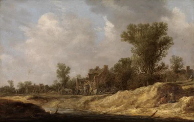 Paysage avec des paysans