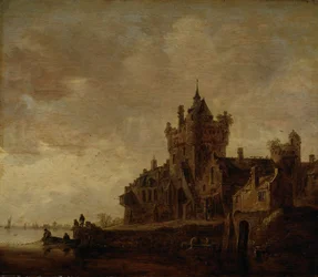 Paysage fluvial avec château