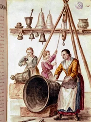 Métiers : le fabricant de cloches (Aquarelle et encre d