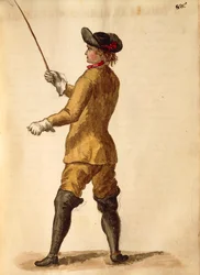 Gentilhomme en costume de cavalier, par Jan van Grevenbroeck, Gli Abiti de Veneziani