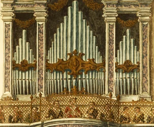 Orgue, détail de la cantate des putti, par Giovanni Grevembroch. Italie