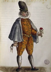 Jeune Vénitien, aquarelle de Les vêtements vénitiens, de presque tous les âges, recueillis et peints au XVIIIe siècle, par Jan van Grevenbroeck ou Giovanni Grevembroch (1731-1807), Italie