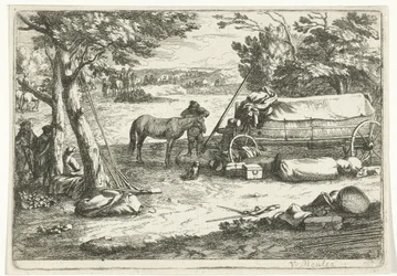 Paysage avec charrette et figures