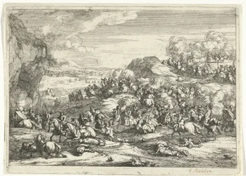 Paysage avec combat de cavaliers