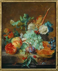 Fleurs et fruits (peinture sur toile)