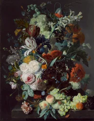 Nature morte avec fleurs et fruits, vers 1715