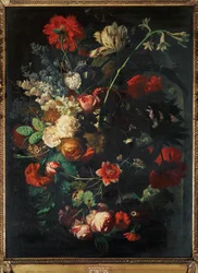 Vase à fleurs sur socle (peinture sur toile)