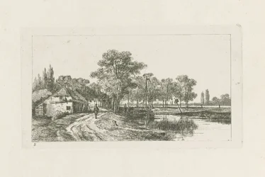 Paysage avec bateau amarré - Environs d
