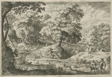 Chasse au cerf dans un marais