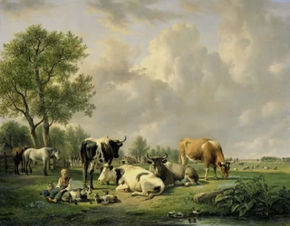 Prairie avec animaux