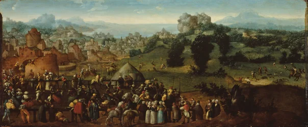 Paysage avec tournoi et chasseurs