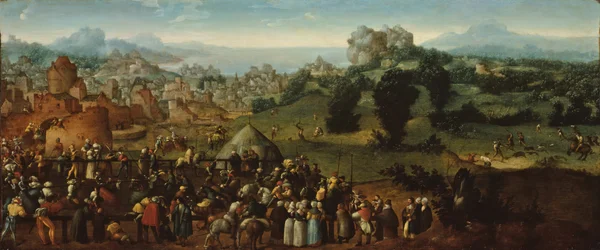 Paysage avec tournoi et chasseurs