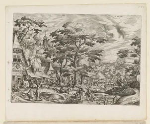 Paysage avec scène de village